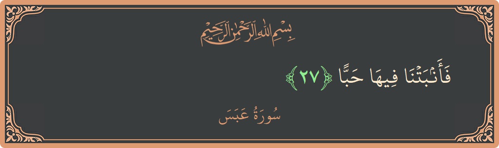 الآية 27 - سورة عبس: (فأنبتنا فيها حبا...)