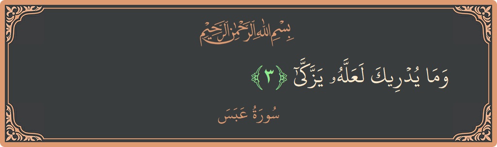 الآية 3 - سورة عبس: (وما يدريك لعله يزكى...)