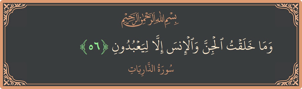 الآية 56 - سورة الذاريات: (وما خلقت الجن والإنس إلا ليعبدون...)