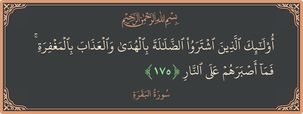 آیت 175 - سورۃ البقرہ: (أولئك الذين اشتروا الضلالة بالهدى والعذاب بالمغفرة ۚ فما أصبرهم على النار...) - اردو