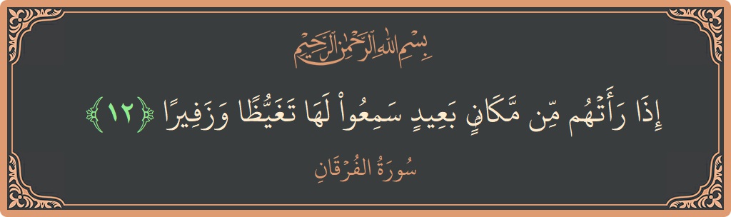 آیت 12 - سورۃ الفرقان: (إذا رأتهم من مكان بعيد سمعوا لها تغيظا وزفيرا...) - اردو