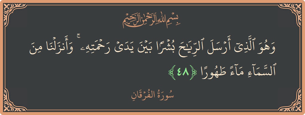 آیت 48 - سورۃ الفرقان: (وهو الذي أرسل الرياح بشرا بين يدي رحمته ۚ وأنزلنا من السماء ماء طهورا...) - اردو