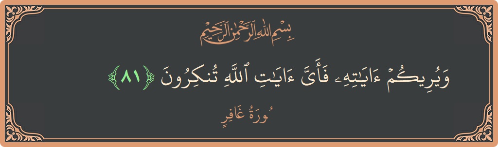 آیت 81 - سورہ غافر: (ويريكم آياته فأي آيات الله تنكرون...) - اردو