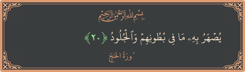 Ayat 20 - Surat Al Haji: (يصهر به ما في بطونهم والجلود...) - Indonesia