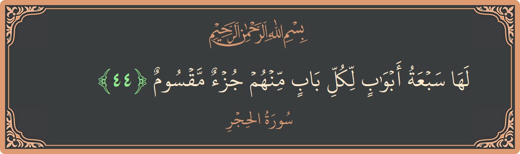 Ayat 44 - Surat Al Hijr: (لها سبعة أبواب لكل باب منهم جزء مقسوم...) - Indonesia