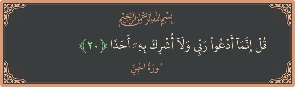 Verse 20 - Surah Al-Jinn: (قل إنما أدعو ربي ولا أشرك به أحدا...) - English