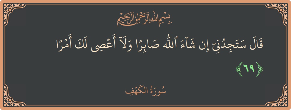 آیت 69 - سورہ کہف: (قال ستجدني إن شاء الله صابرا ولا أعصي لك أمرا...) - اردو