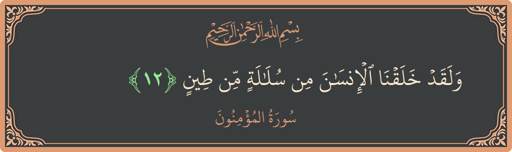 Verse 12 - Surah Al-Muminoon: (ولقد خلقنا الإنسان من سلالة من طين...) - English
