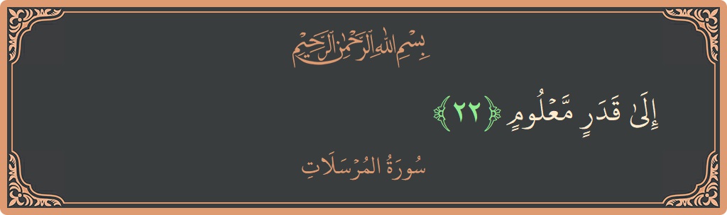 Verse 22 - Surah Al-Mursalaat: (إلى قدر معلوم...) - English