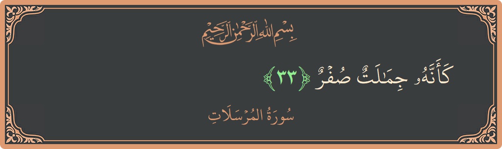 Verse 33 - Surah Al-Mursalaat: (كأنه جمالت صفر...) - English