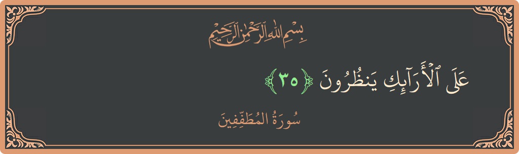 الآية 35 - سورة المطففين: (على الأرائك ينظرون...)