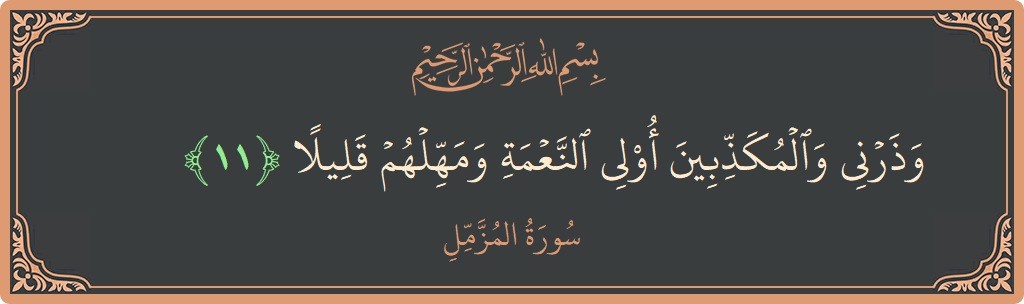 Verse 11 - Surah Al-Muzzammil: (وذرني والمكذبين أولي النعمة ومهلهم قليلا...)