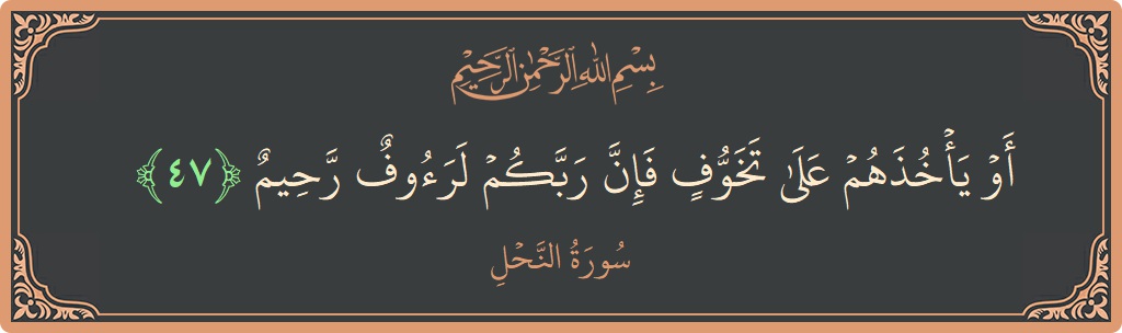 الآية 47 - سورة النحل: (أو يأخذهم على تخوف فإن ربكم لرءوف رحيم...)
