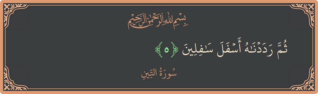 آیت 5 - سورہ التین: (ثم رددناه أسفل سافلين...) - اردو