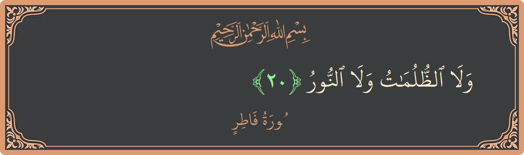آیت 20 - سورہ فاطر: (ولا الظلمات ولا النور...) - اردو