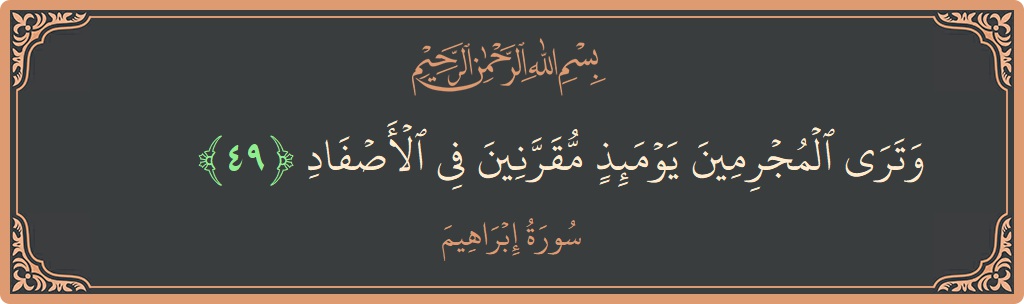 آیت 49 - سورہ ابراہیم: (وترى المجرمين يومئذ مقرنين في الأصفاد...) - اردو