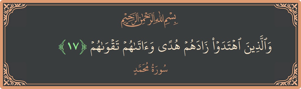 Verse 17 - Surah Muhammad: (والذين اهتدوا زادهم هدى وآتاهم تقواهم...) - English