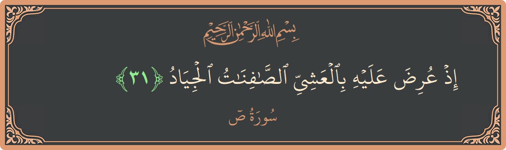 31 - Saad Suresi ayeti: (إذ عرض عليه بالعشي الصافنات الجياد...) - Türkçe