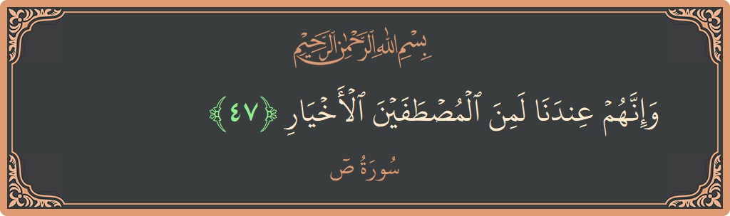 الآية 47 - سورة ص: (وإنهم عندنا لمن المصطفين الأخيار...)