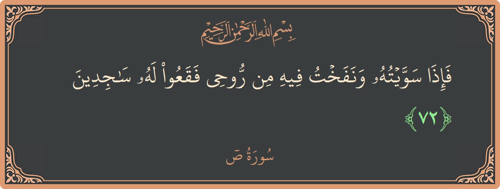 72 - Saad Suresi ayeti: (فإذا سويته ونفخت فيه من روحي فقعوا له ساجدين...) - Türkçe