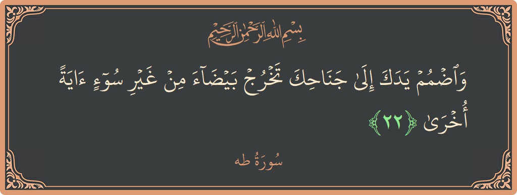آیت 22 - سورہ طٰہٰ: (واضمم يدك إلى جناحك تخرج بيضاء من غير سوء آية أخرى...) - اردو