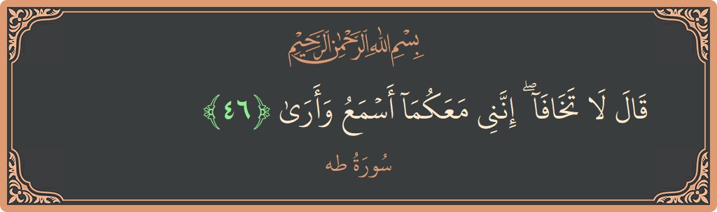 الآية 46 - سورة طه: (قال لا تخافا ۖ إنني معكما أسمع وأرى...)