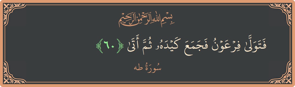 آیت 60 - سورہ طٰہٰ: (فتولى فرعون فجمع كيده ثم أتى...) - اردو
